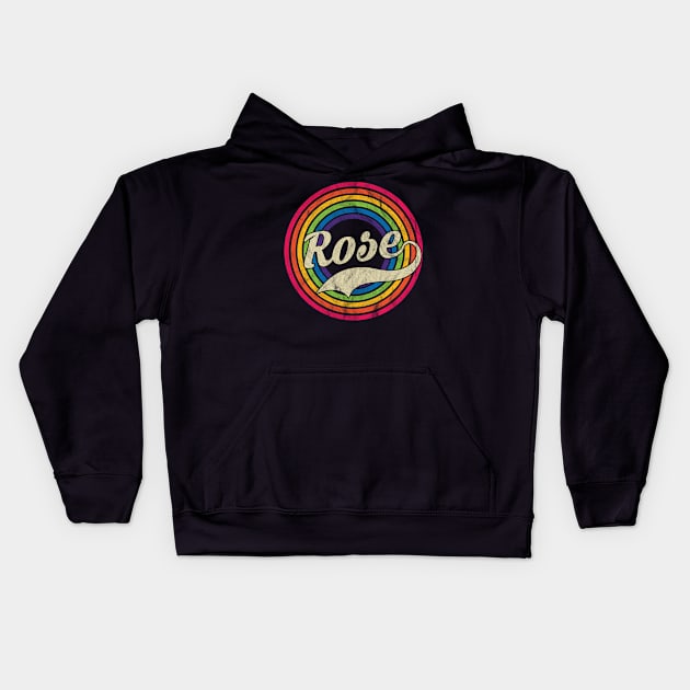 Rose - Retro Rainbow Faded-Style Kids Hoodie by MaydenArt